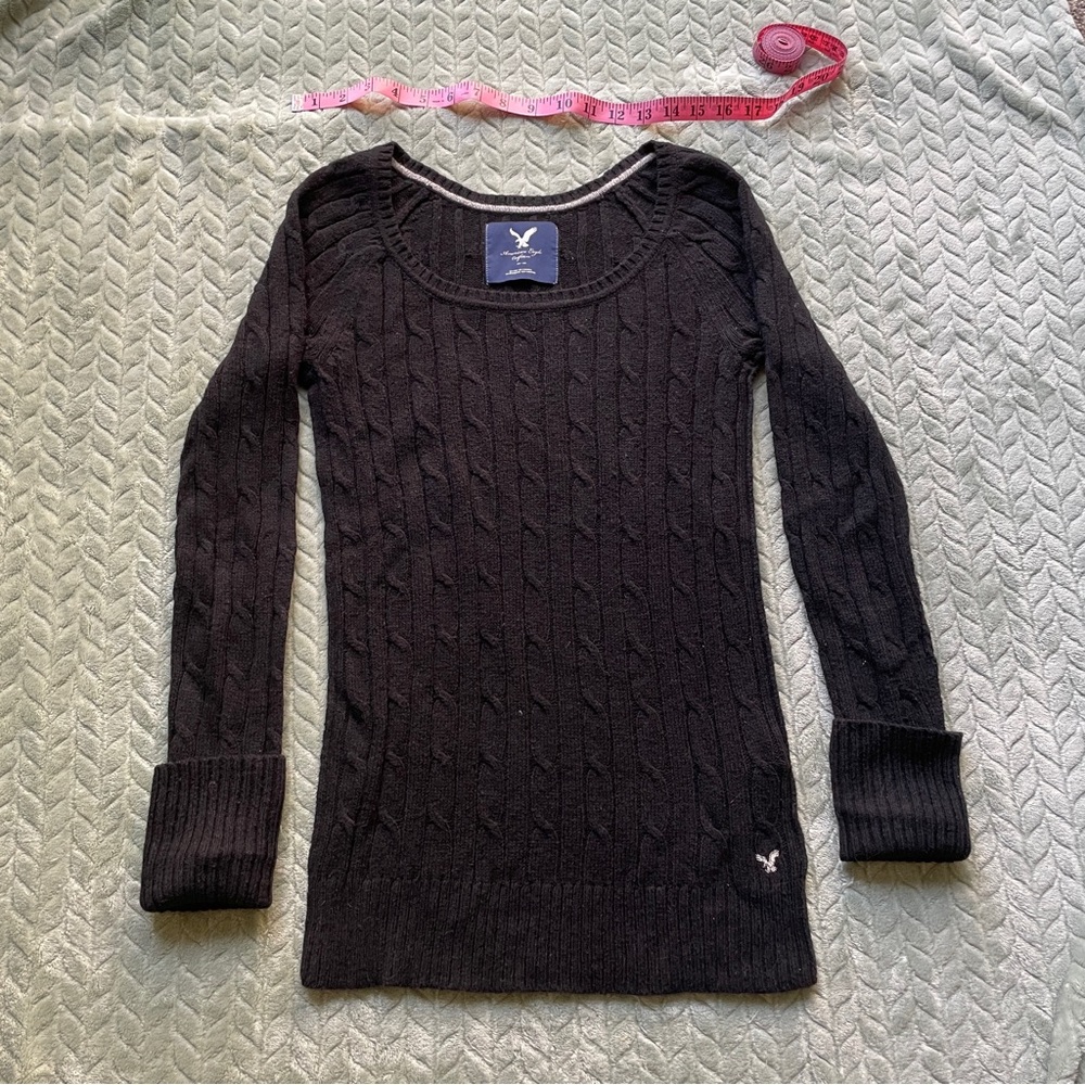 American Eagle Outfitters Black Cable Knit Sweater